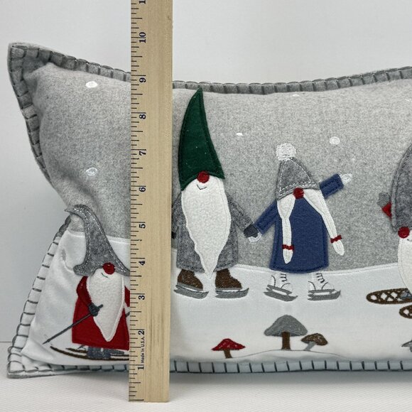 Christmas Gnomes Winter Scene Rectangular Throw Pillow Gray 10"x26" Storehouse - Picture 10 of 13